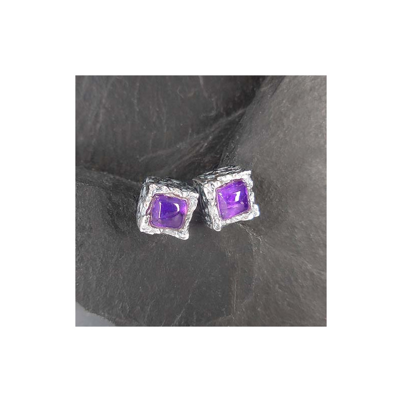 Amethyst - Ohrstecker Eckig